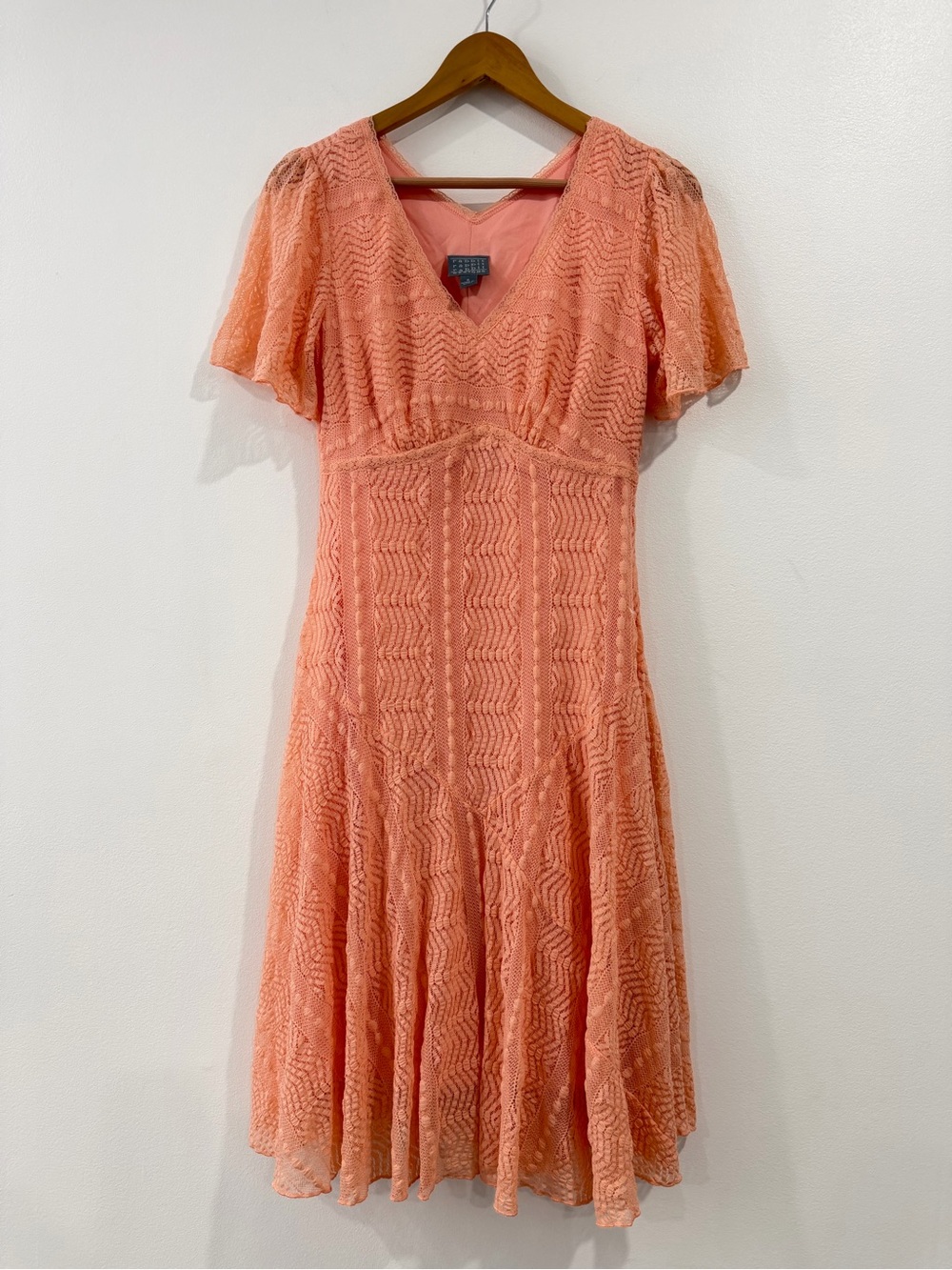 Rabbit Rabbit Rabbit Peach Lace Fit & Flare Dress 6 Fairy Romantic - Picture 2 of 13